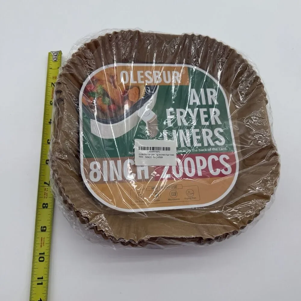 Olesbur Disposable Air Fryer Paper Liners Non Stick Parchment NWT 8” 200 COUNT